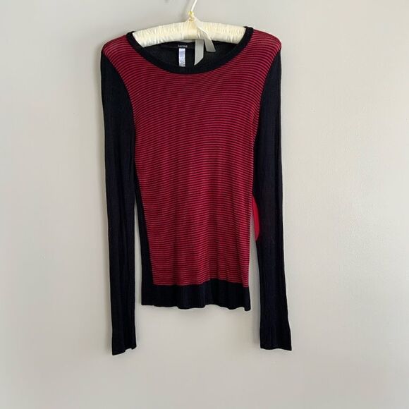 Kenzie Black and Red striped Lite Weight Sweater - Picture 2 of 15